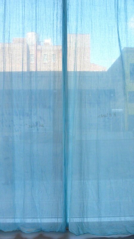 Lee Kit 李杰, ‘We try and try, even if it lasts an hour’, 2011, Textile Arts, 4 hand-painted window curtains, acrylic on fabric, Jane Lombard Gallery