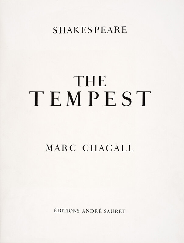 Marc Chagall, ‘Titlepage for Shakespeare's The Tempest, illustrated by Marc Chagall’, 1975, Books and Portfolios, Printed book, Ben Uri Gallery and Museum 