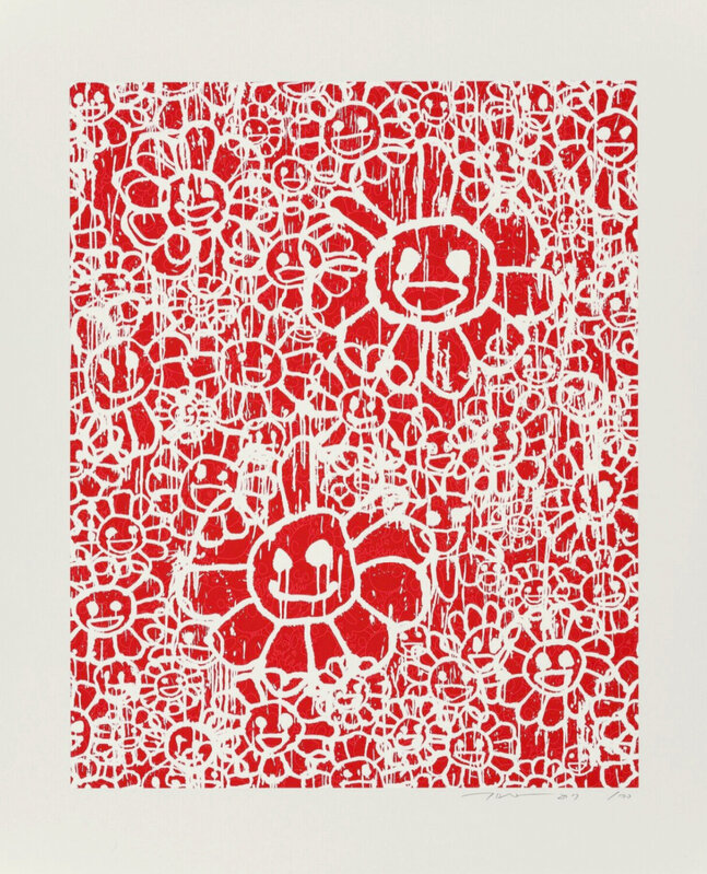 Takashi Murakami, ‘Murakami x MADSAKI Flowers Red’, 2017, Painting, Silkscreen, Kumi Contemporary / Verso Contemporary