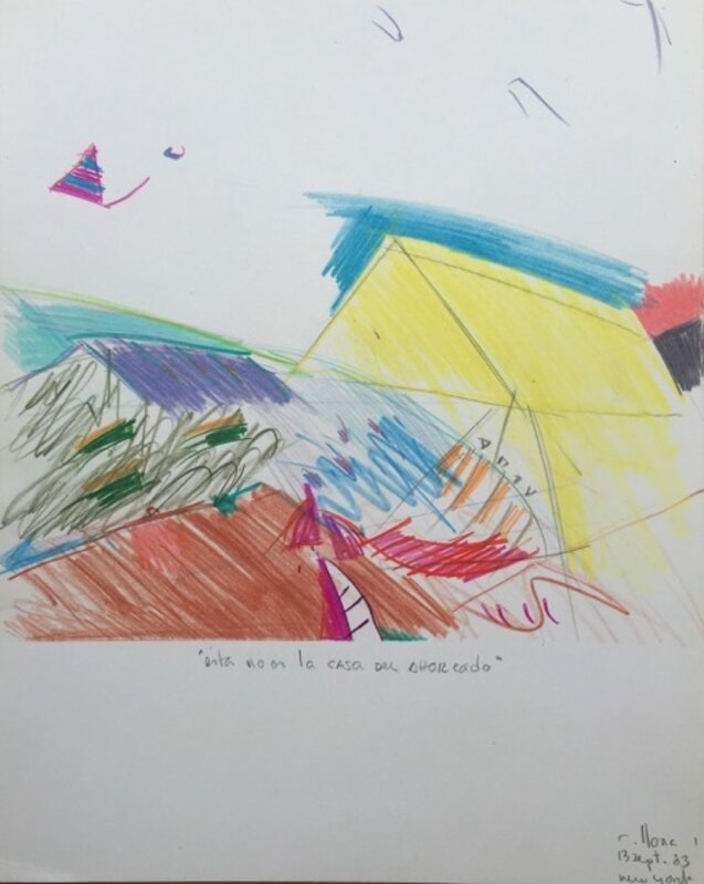 Ramiro Llona, ‘Esta no es la Casa del Ahorcado’, 1983, Drawing, Collage or other Work on Paper, Colored Pencil on Paper, Galleria Ca' d'Oro