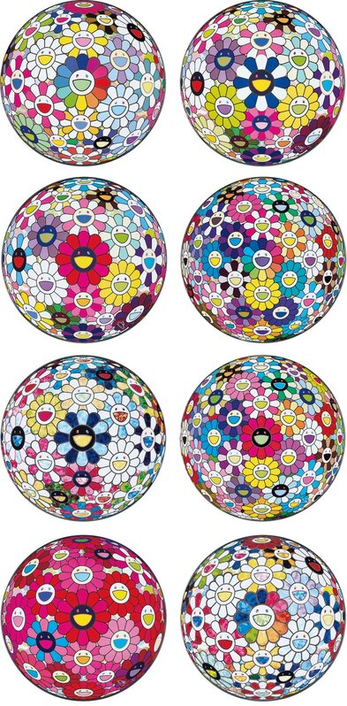 Takashi Murakami, ‘Flowerball: Want to Hold You; Awakening; Open Your Hands Wide; Thoughts on Matisse; The Flowerball’s Painterly Challenge; Flowerball Multicolor; Thoughts on Picasso; and Scenery with a Rainbow in the Midst’, 2014-2015, Print, Eight offset lithographs in colours, on smooth wove paper, the full sheets, Phillips