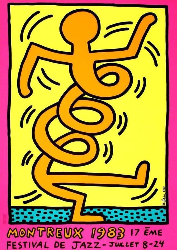 Keith Haring, ‘Montreux Jazz Festival (Orange Man).’, 1983, Print, Silkscreen in five colours with fluorescent ink., Rhodes