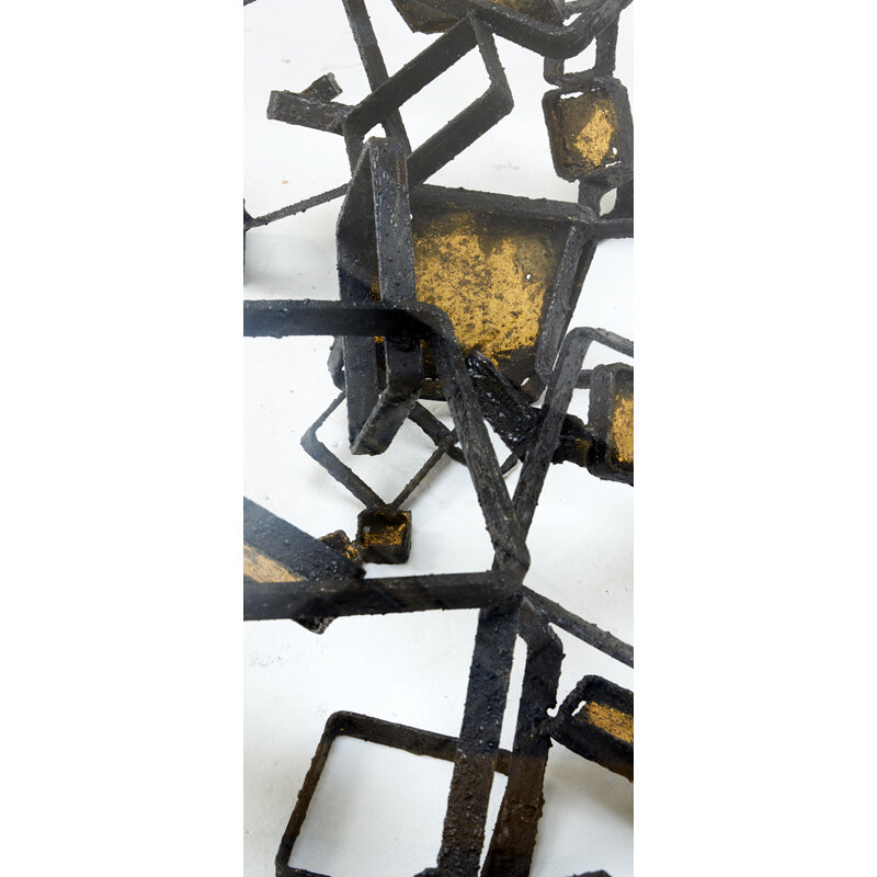 James Bearden, ‘Array Coffee Table, Des Moines, IA’, 2017, Design/Decorative Art, Torch-cut, welded, textured, blackened and 24kt gold gilded steel, glass, Rago/Wright/LAMA/Toomey & Co.