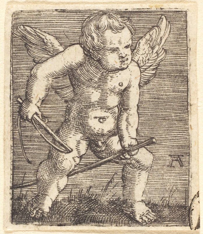 Albrecht Altdorfer, ‘Winged Genii with Hobby Horse and Whip’, ca. 1520, Print, Engraving, National Gallery of Art, Washington, D.C.