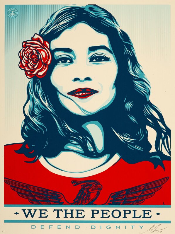 Shepard Fairey, ‘We the People (set of 3)’, 2017, Print, Screenprints in colors on speckled cream paper, Heritage Auctions