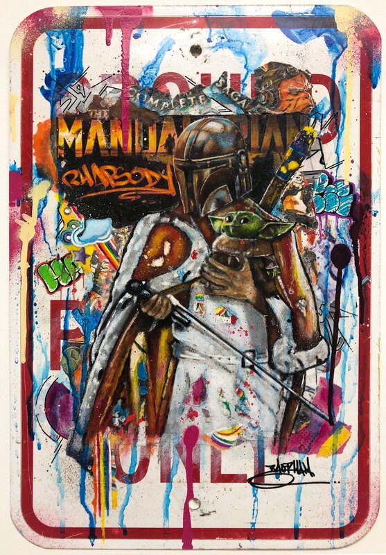 Bao, ‘Mandalorian Rhapsody’, 2021, Painting, Mixed media on street sign panel, Thompson Landry Gallery