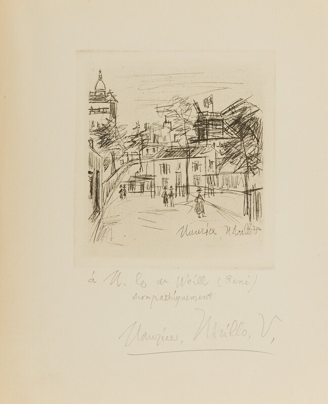 Maurice Utrillo, ‘Illustration from Amitiés de Montmartre’, 1949, Print, Etching, Forum Auctions