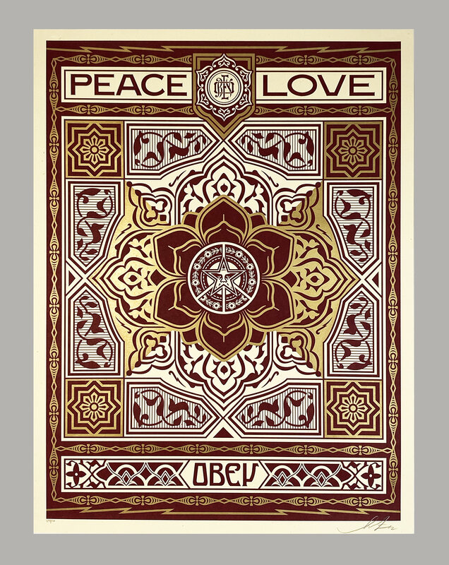 Shepard Fairey, ‘'Obey: Peace & Love Ornament Gift'’, 2012, Print, Screen print on cream, Speckletone fine art paper., Signari Gallery