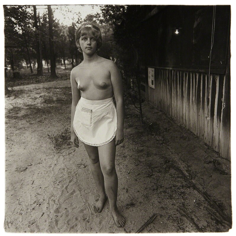 Diane Arbus, ‘A Young Waitress at a Nudist Camp, N.J.’, 1963, Photography, Gelatin silver print, printed later by Neil Selkirk, Phillips