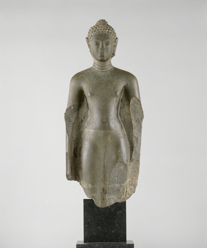 ‘Standing Buddha’, 7th-8th Century, Sculpture, Grayish blue limestone, Seattle Art Museum