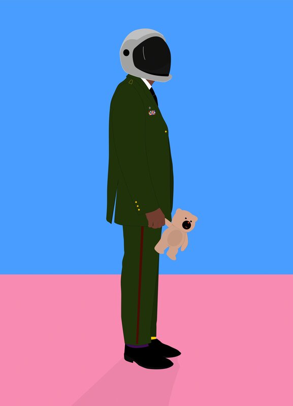 Dennis Osadebe, ‘Nigerian Soldier With Teddy’, 2018, Painting, Print and acrylic on canvas, LIUSA WANG