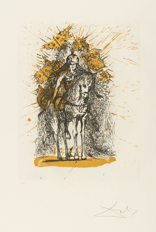 Salvador Dalí, ‘Cavalier Casque aux Papillons (from Calderón: La Vie est un songe) (M&L 520a; Field 73-1-H)’, 1971, Print, Etching with aquatint printed in colours, Forum Auctions