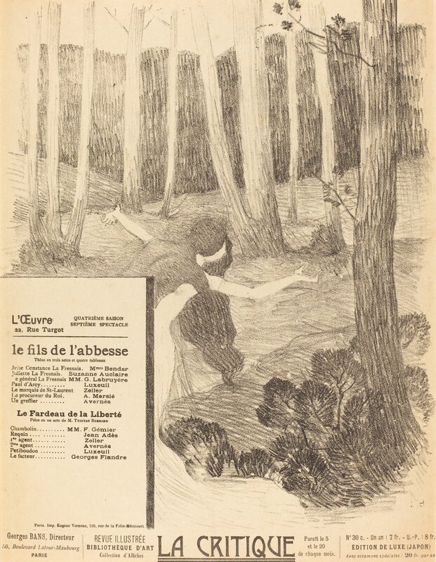 Henri Lebasque, ‘Le Fils de l'abbesse; Le Fardeau de la liberté’, 1897, Print, Lithograph in black on wove paper, National Gallery of Art, Washington, D.C.