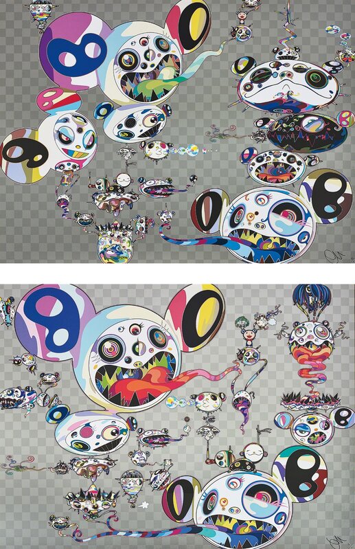 Takashi Murakami, ‘Another Dimension Brushing Against Your Hand; and Hands Clasped’, 2015, Print, Two offset lithographs in colours, on smooth wove paper, the full sheets., Phillips