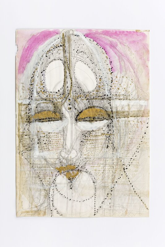 Marisa Merz, ‘Untitled’, Drawing, Collage or other Work on Paper, Graphite, metallic paint, watercolor, black ink, white tempera, and red pencil on paper., Hammer Museum 