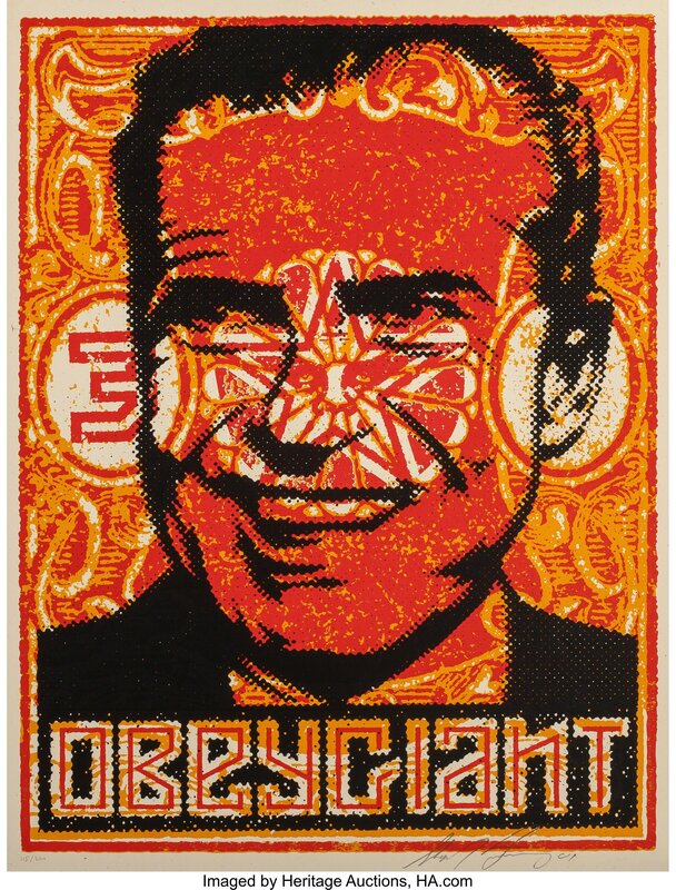 Shepard Fairey, ‘Nixon Stamp Poster’, 2001, Print, Screenprint in colors on speckled paper, Heritage Auctions