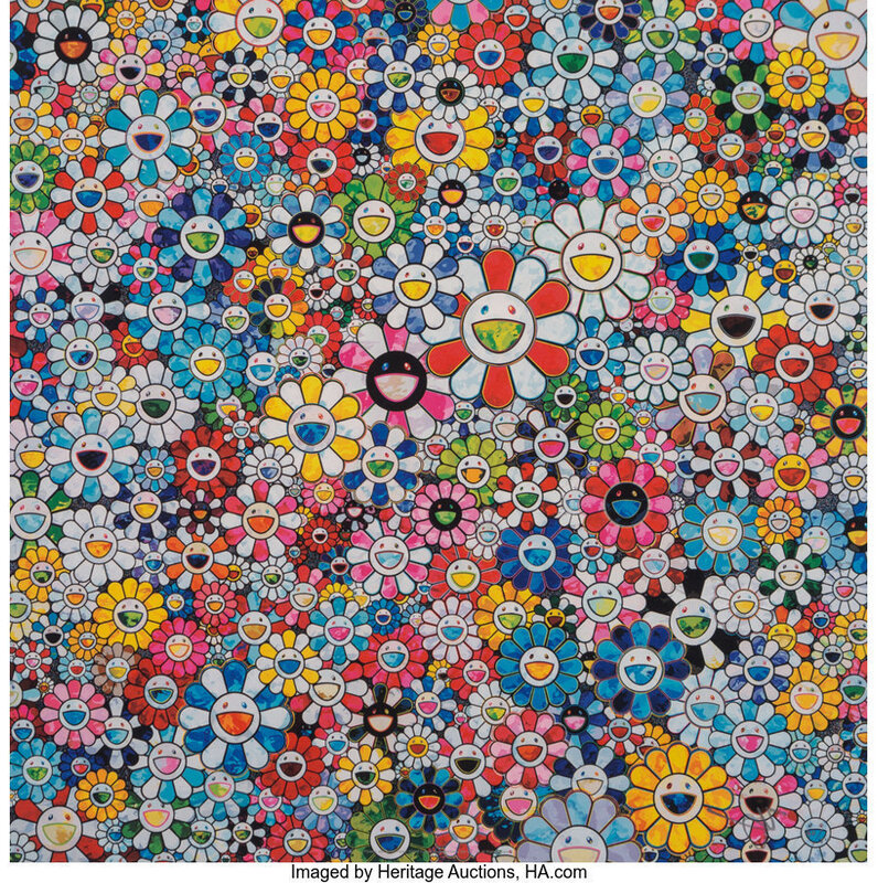 Takashi Murakami, ‘Flowers and Smiley Faces’, 2013, Print, Offset lithograph in colors on smooth wove paper, Heritage Auctions