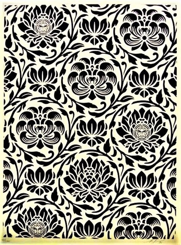 Shepard Fairey, ‘Floral Harmony Black Yin Yang’, 2020, Print, Speckletone paper, AYNAC Gallery