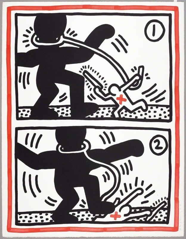 Keith Haring, ‘Aus: Untitled (Free South Africa)’, 1985, Print, Colour lithograph, Koller Auctions