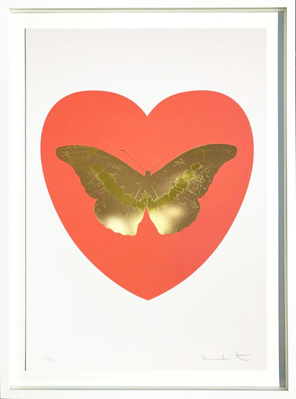 Damien Hirst, ‘I Love You - coral, cool gold, oriental gold 9/14’, 2015, Print, Silkscreen and 2 colour foil block on Somerset Satin 410gsm. 9/14, AbrahamArt