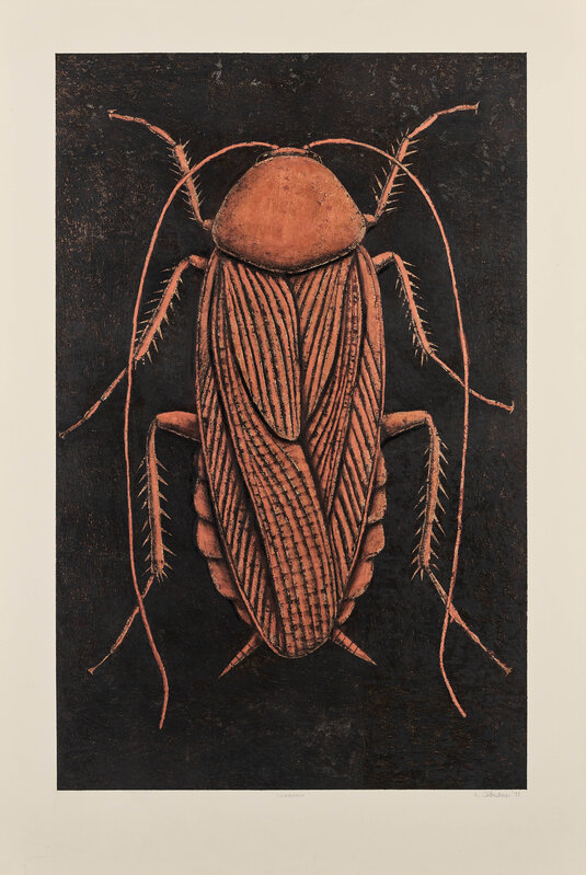 Walter Oltmann, ‘Cockroach’, 1998, Drawing, Collage or other Work on Paper, Oil paint, oil stick and copper leaf on paper, Goodman Gallery
