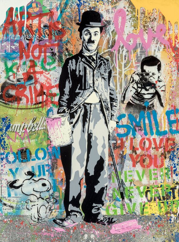 Mr. Brainwash, ‘Chaplin’, 2020, Mixed Media, Mixed media with serigraph, spray paint, acrylic, and collage on wove paper, Heritage Auctions