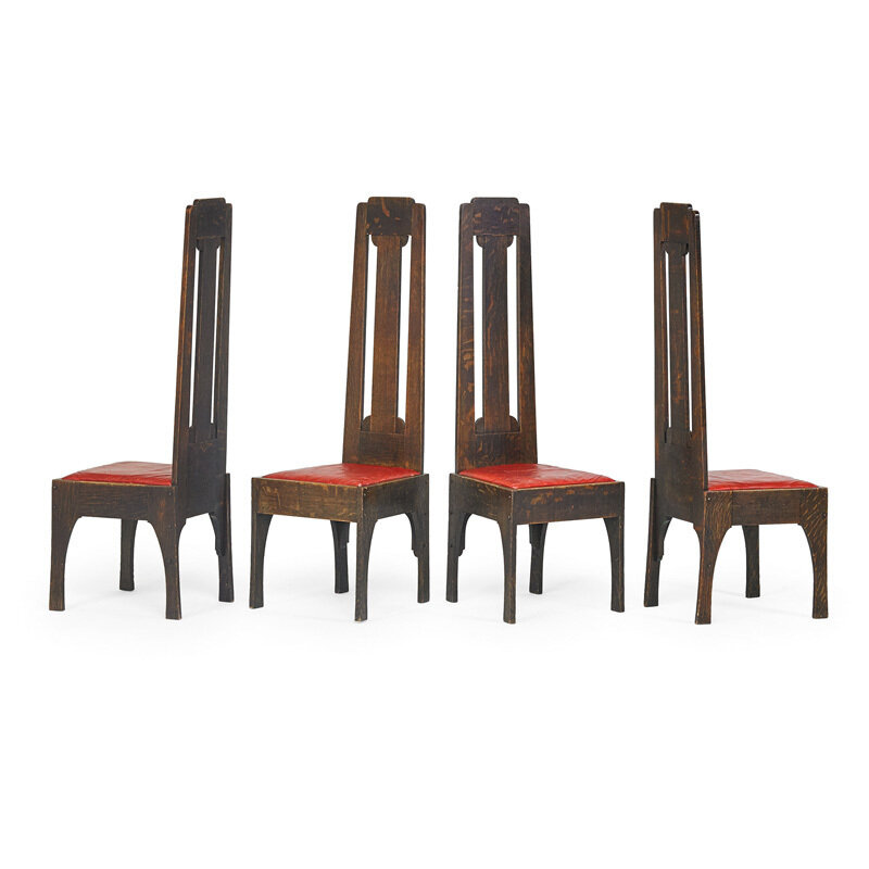 Charles Rohlfs, ‘Four tall-back chairs, Buffalo, NY’, 1900s, Design/Decorative Art, Rago/Wright/LAMA/Toomey & Co.