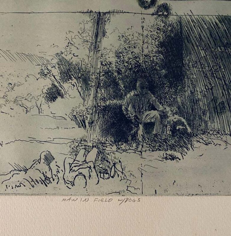 Robert Birmelin, ‘Man In Field With Dogs’, 20th Century, Print, Etching, Lions Gallery