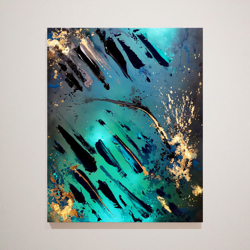 Mikael B., ‘Deep Sea #14’, 2021, Painting, Acrylic, spray paint, iron oxide, 24-carat gold leaf and diamond dust on canvas, AURUM GALLERY