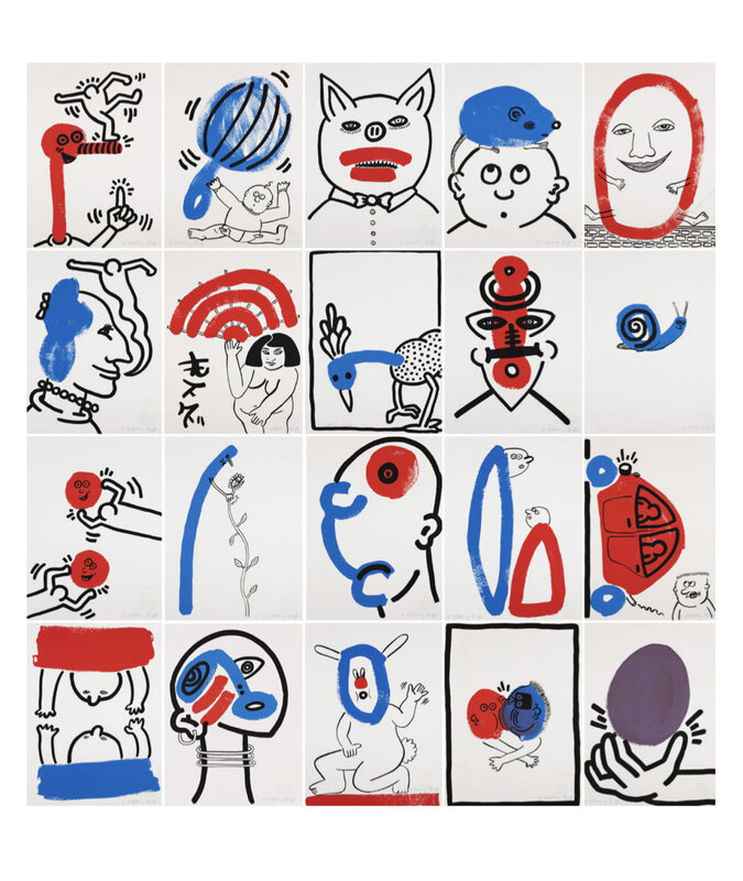 Keith Haring, ‘The Story of Red Blue’, 1989, Print, Boxed set of 20 stone signed 2-3 color lithographs, Rosenfeld Gallery LLC