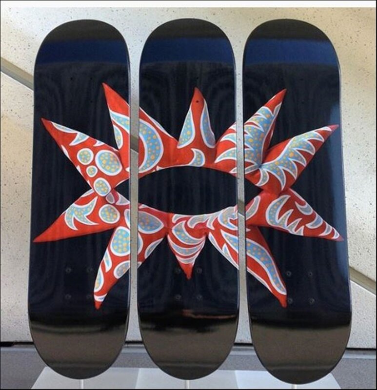 Yayoi Kusama, ‘With All My Flowering Heart, Limited Edition Skate Deck Triptych’, 2014, Design/Decorative Art, Set of three limited edition numbered silkscreens on maplewood skate decks, Alpha 137 Gallery Gallery Auction