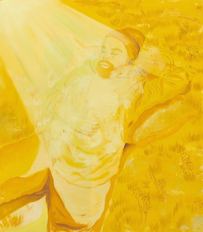 Dominic Chambers, ‘Bathing in Yellow’, 2019, Painting, Oil and spray paint on canvas, De Buck Gallery