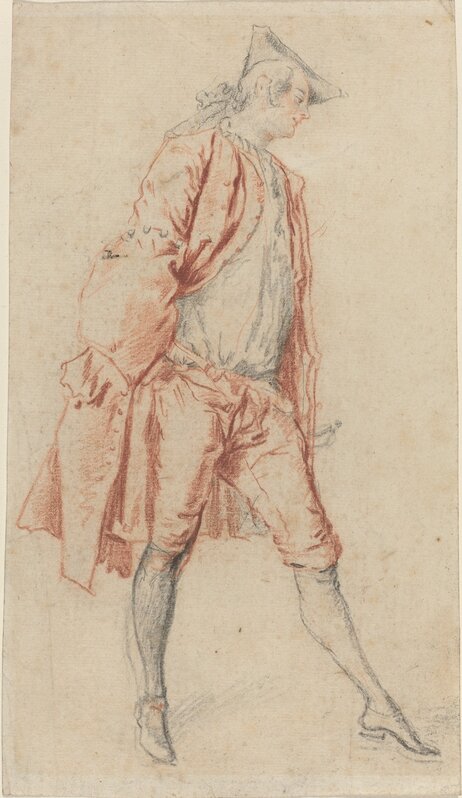 Jacques André Portail, ‘A French Gentleman Standing’, Drawing, Collage or other Work on Paper, Black and red chalk on laid paper, National Gallery of Art, Washington, D.C.
