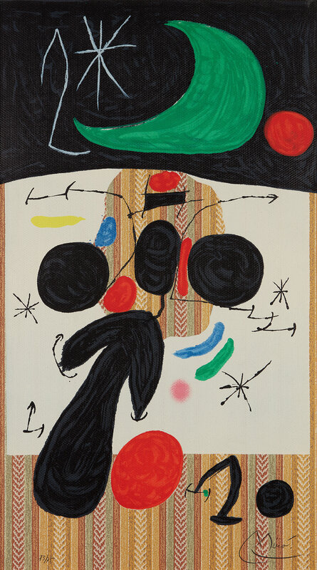 Joan Miró, ‘Intérieur et nuit (Interior and Night)’, 1969, Print, Lithograph in colors, on textured wallpaper, the full sheet., Phillips