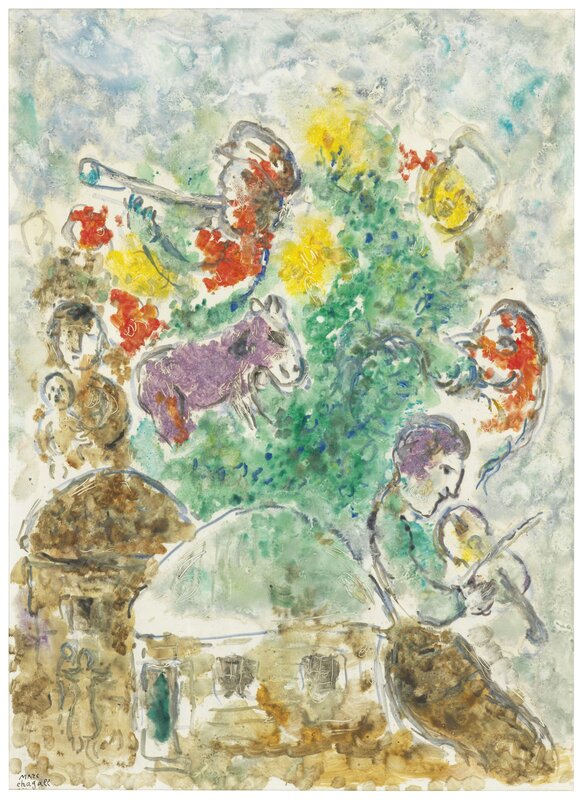 Marc Chagall, ‘La Musique au village’, 1974, Print, Monotype in colors, on Japon nacré paper, Christie's