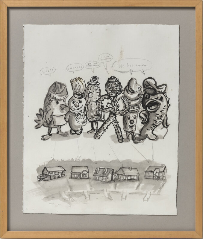 Nicole Eisenman, ‘Portrait Gallery of Eminent Men and Women of America and the World’, 1992, Drawing, Collage or other Work on Paper, India ink and pencil on paper, Shoshana Wayne Gallery