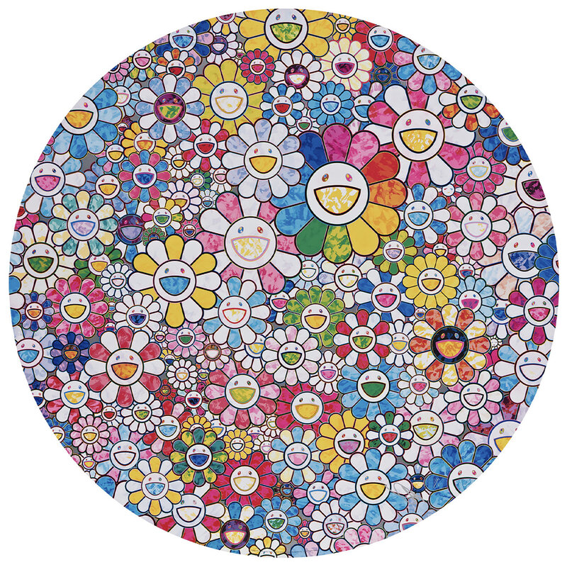 Takashi Murakami, ‘Happy x A Trillion Times’, 2020, Print, Offset lithograph with cold stamp, Lucky Cat Gallery