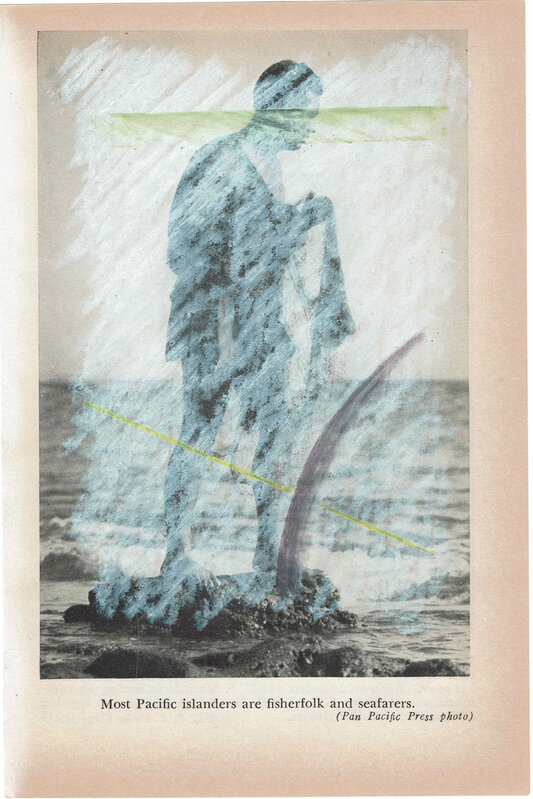 Carlos Noronha Feio, ‘Native People of the Pacific World: dispositif XXXXIV’, 2015, Drawing, Collage or other Work on Paper, Neocolor II, aquarelle and coloured pencil on book page, 3+1 Arte Contemporânea