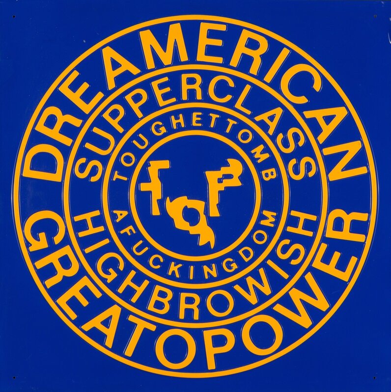 Ferdinand Kriwet, ‘Dreamerican Greatopower and Mononentity Peopleasure (two works)’, 1969, Print, Silkscreen on aluminum laid on fiberboard, Heritage Auctions