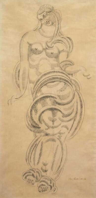 Elie Nadelman, ‘Standing Draped Female Figure’, 1905, Drawing, Collage or other Work on Paper, Pen and Ink on paper, Addison Rowe Gallery