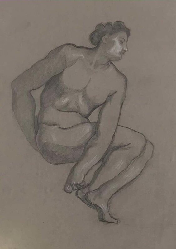 Luigi Russolo, ‘Male Nude’, 1908-9, Drawing, Collage or other Work on Paper, Pencil on Paper, Wallector