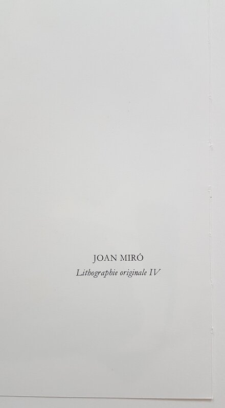 Joan Miró, ‘Lithographie Originale IV’, 1981, Print, Color Lithograph, Cerbera Gallery