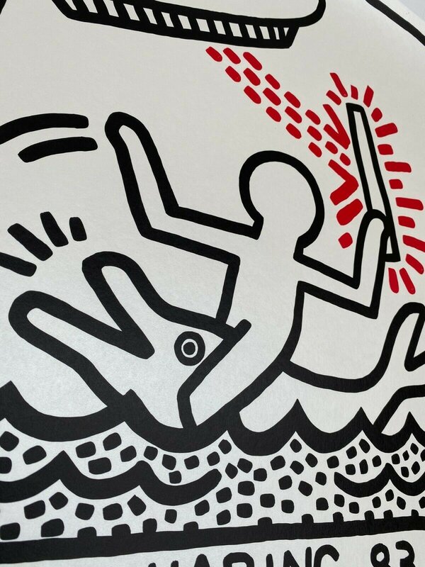 Keith Haring, ‘Keith Haring (1958-1990). Galerie Watari, exhibition poster, 1983. Offset lithograph in colors on Japanese Pearlescent Paper ’, 1983, Print, Japanese pearlescent paper, New Union Gallery