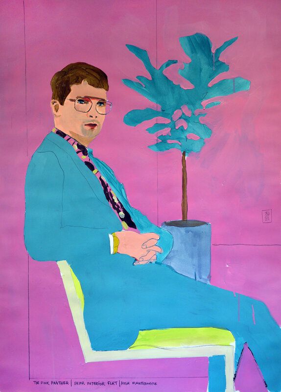 Patrick Puckett, ‘The Pink Panther’, 2020, Painting, Mixed media on paper, Wally Workman Gallery