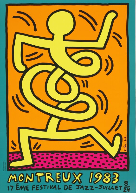 Keith Haring, ‘Montreux Jazz Festival Poster, Pink, Yellow And Green’, 1983, Print, Three screenprints in colours, Sworders