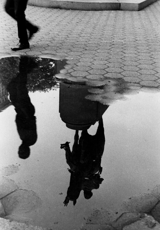 André Kertész, ‘Puddle and Reflection of Statue, Union Square’, 1970, Photography, Gelatin silver print, printed c. 1970, Bruce Silverstein Gallery