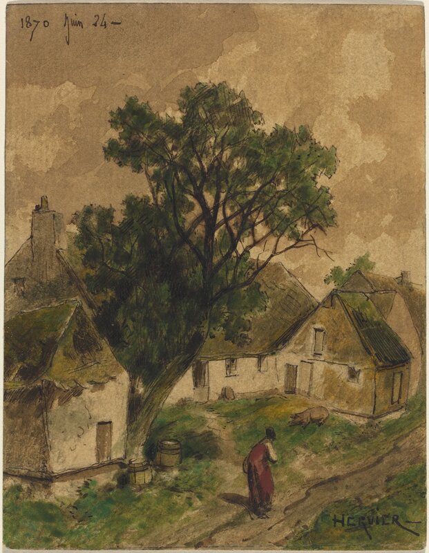 Adolphe Hervier, ‘Farmyard’, 1870, Drawing, Collage or other Work on Paper, Pen and ink with watercolor, National Gallery of Art, Washington, D.C.