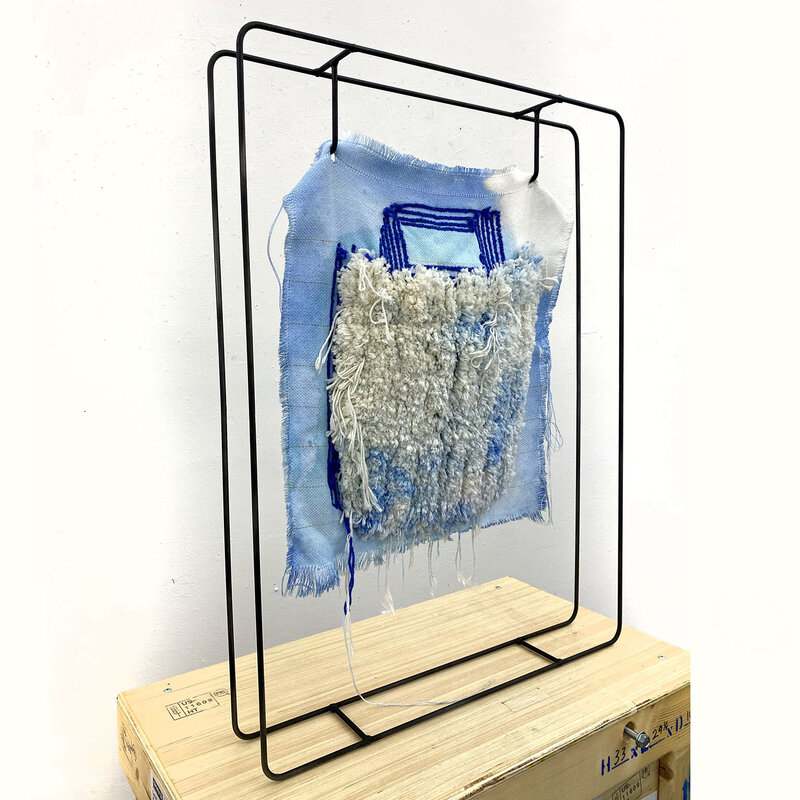 Judy Rushin-Knopf, ‘Textile sculpture on Steel frame: Turtle Dickey'’, 2021, Textile Arts, Cotton and wool yarn , acid dye, acrylic paint, pva glue on polyester backing, Ivy Brown Gallery