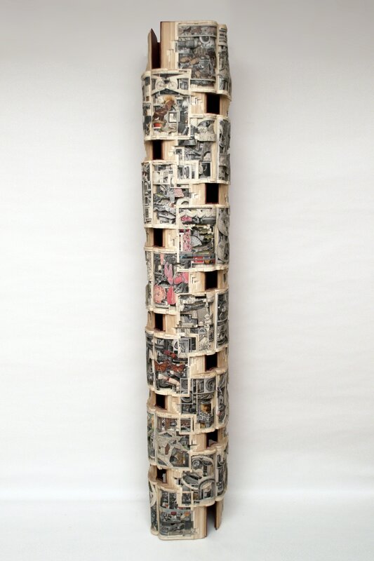Brian Dettmer, ‘Tower I (Britannica)’, 2012, Sculpture, Hardcover books, acrylic varnish, wooden base, Cantor Fitzgerald Gallery, Haverford College