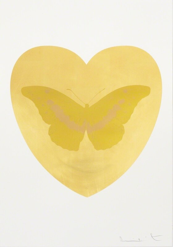 Damien Hirst, ‘I Love You - gold leaf, oriental gold, cool gold ’, 2015, Print, Gold leaf and 2 colour foil block on Somerset Satin 410gsm. Edition of 14. Signed and numbered Sheet size: 100 x 70 cm, Paul Stolper Gallery